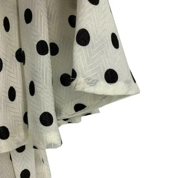 A New Day Women X-Small XS Blouse Flare Short Sleeve Polka Dot T-Shirt White NEW - Picture 3 of 8